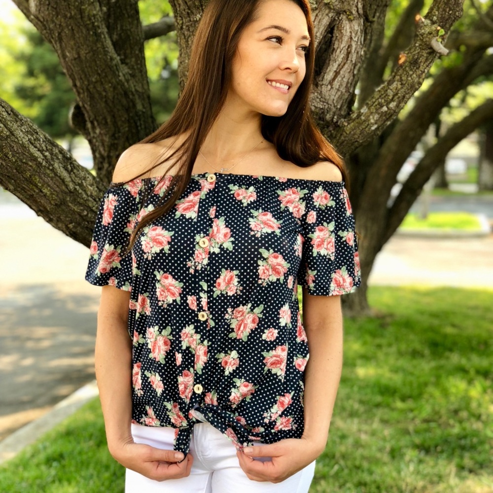 7th Ray Off Shoulder Floral Top